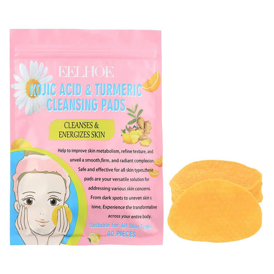 Glowclean™ Kojic Acid & Turmeric Exfoliating Pads – 40/50Pcs Daily Facial Cleansing & Skin Care